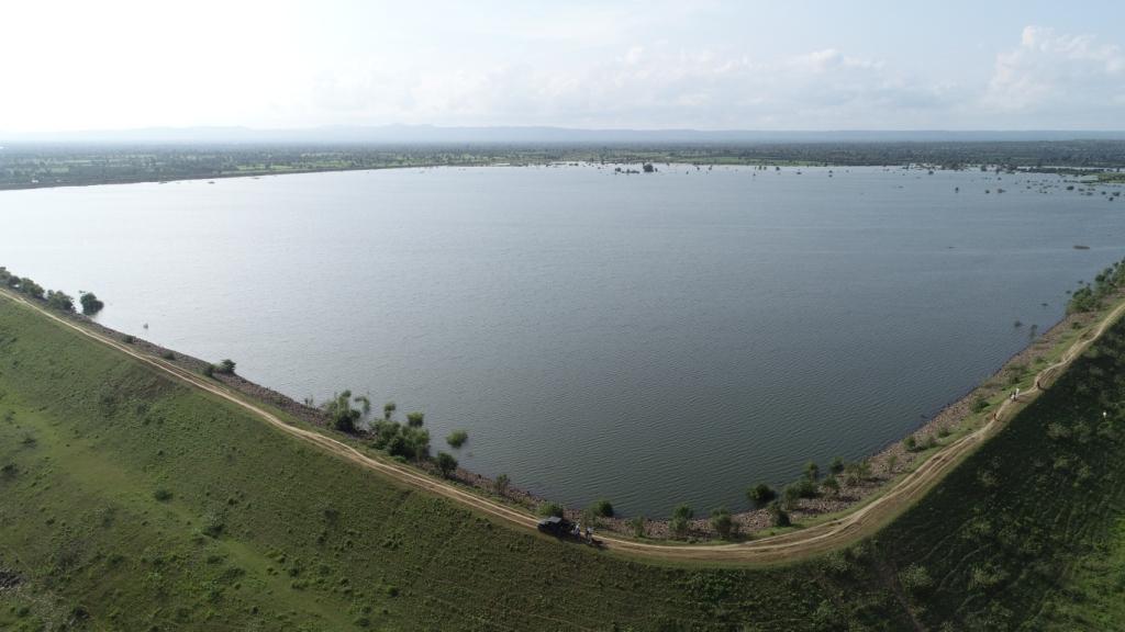 Aerial View of Concrete Barrage Spillway Structure
